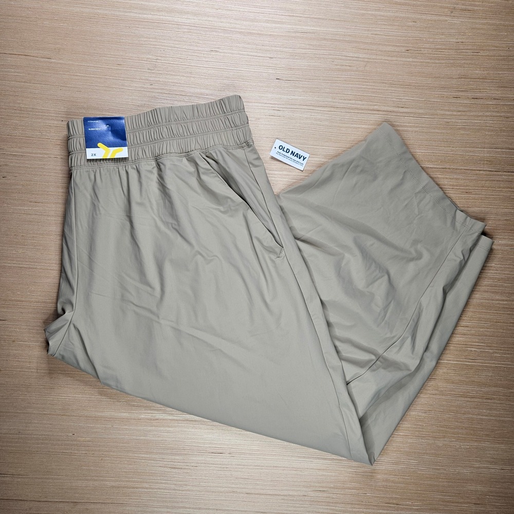 Old Navy High Rise Sleektech Barrel Ankle Pants Women's 2X 40x25‎ Tan Capri NEW